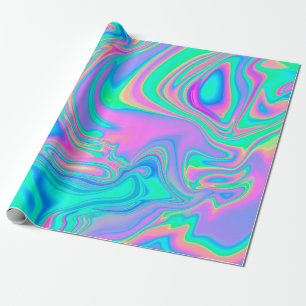 Papier Cadeau Iridescente marbrée texture holographique en dyna