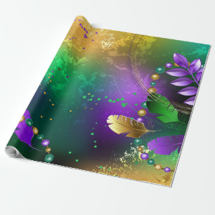 Papier Cadeau Iridescente mardi gras arrière - plan avec perles