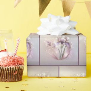 Papier Cadeau Iris élégant avec gravure en or