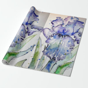 Papier Cadeau Iris violet iris fleurs Aquarelle