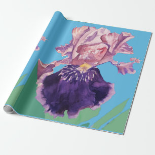 Papier Cadeau Iris violet iris fleurs Aquarelle Wrapper Wra