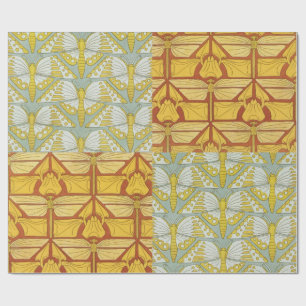 Papier Cadeau Irises Dragonflies Papillons Art Nouveau