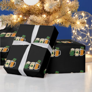 Papier Cadeau Irish Beer Irlande Drapeau St Patrick's Day Shamro