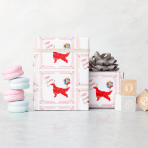 Papier Cadeau Irish Setter Anniversaire