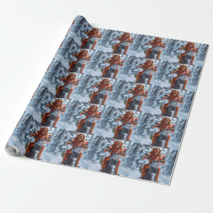 Papier Cadeau Irlandais Red Setter Chien chevauchant la moto Noë