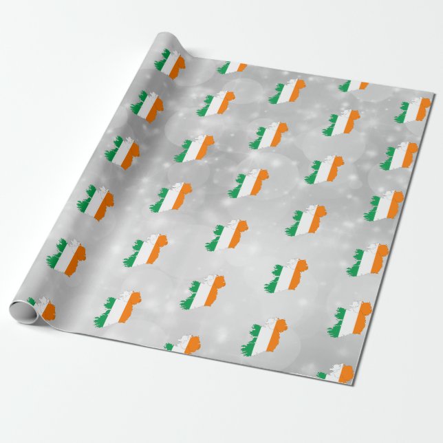 Papier Cadeau Irlande Papier d'enveloppement de la carte du drap (Déroulé)