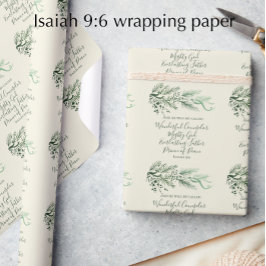 Papier Cadeau Isaïe 9:6 Écriture Personnalisée Pin moderne Noël