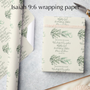 Papier Cadeau Isaïe 9:6 Écriture Personnalisée Pin moderne Noël