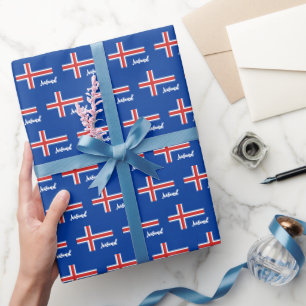 Papier Cadeau Islande Papier à envelopper, Drapeau islandais pat