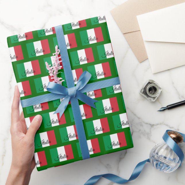 Papier Cadeau Italie Papier à envelopper, Drapeau italien patrio (Cadeaux)