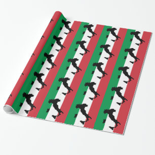 Papier Cadeau Italie Rouge Blanc Grandes Vertes