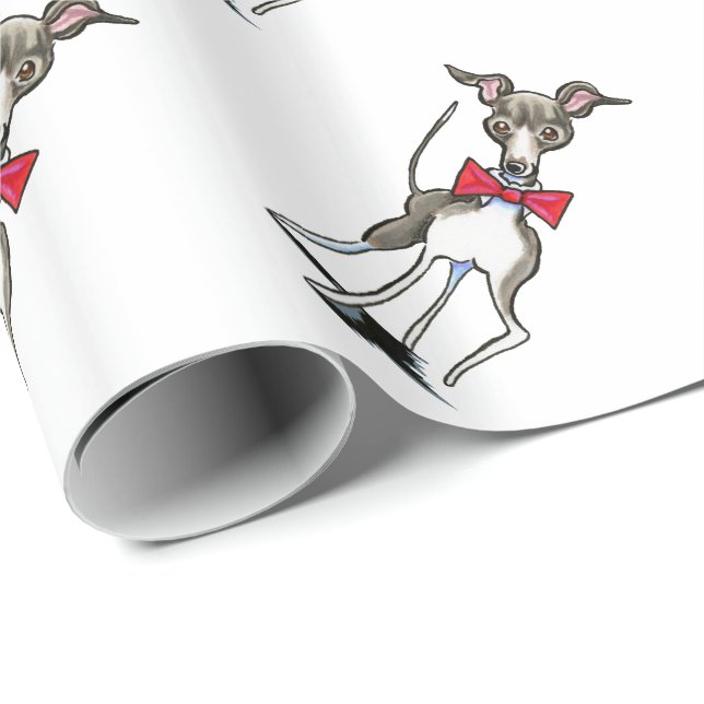 Papier Cadeau Italien Greyhound Antonio (Coin rond)