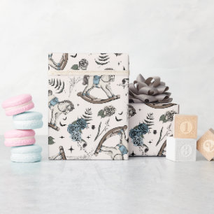 Papier Cadeau Ivory Goth Baby Rocse Horse Motif