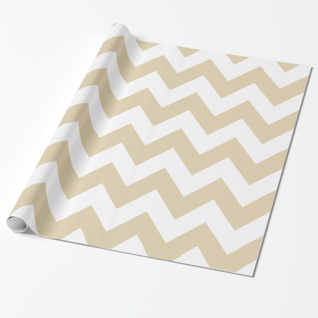 Papier Cadeau Ivory Mocha Neutral Chevrons (Déroulé)