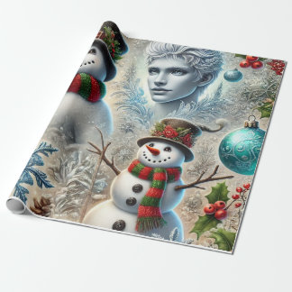 Papier Cadeau jack frost et snowman thème de noël 2