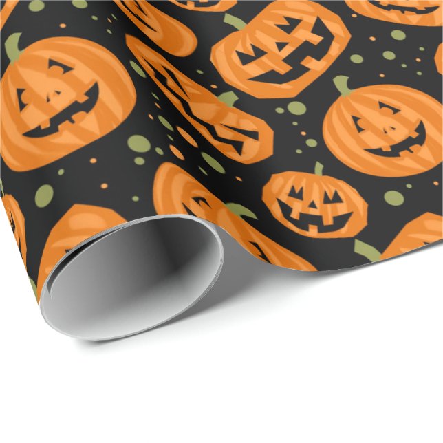 Papier Cadeau Jack-o'-lantern (Coin rond)