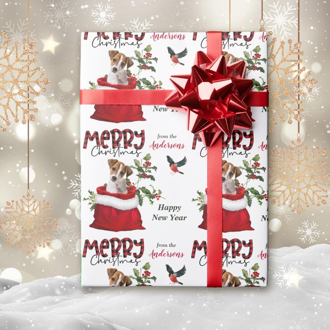 Papier Cadeau Jack Russell Terrier Puppy in Christmas Cadeau (Créateur téléchargé)