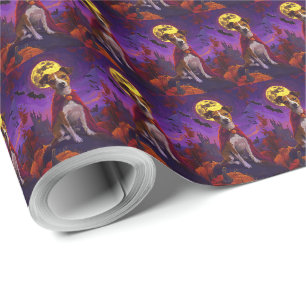 Papier Cadeau Jack Russell Vampire Citrouilles Halloween Épouvan