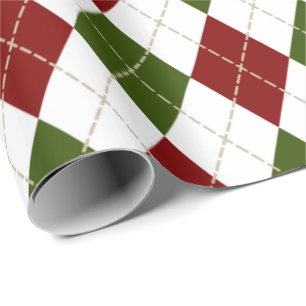 Papier Cadeau Jacquard blanc rouge rouge festif plaid
