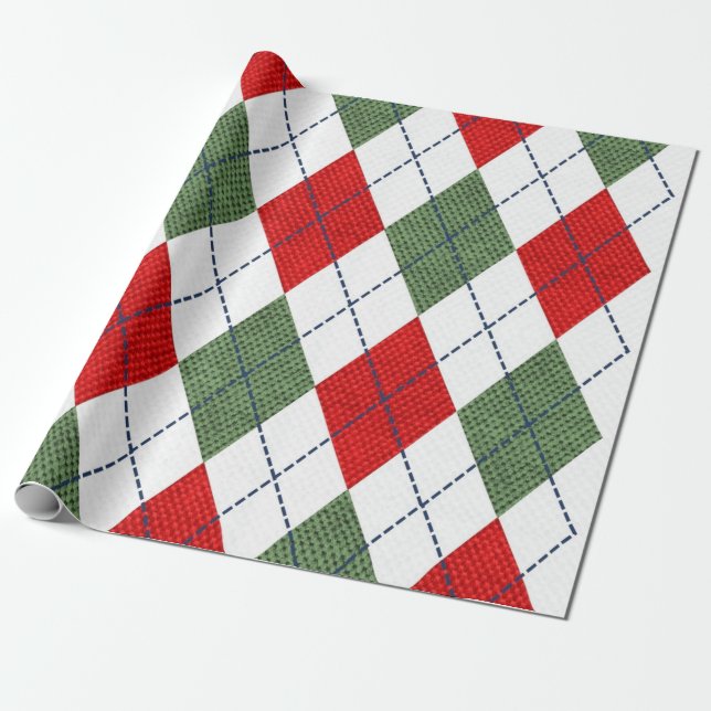 Papier Cadeau Jacquard de Noël aux couleurs des vacances (Déroulé)