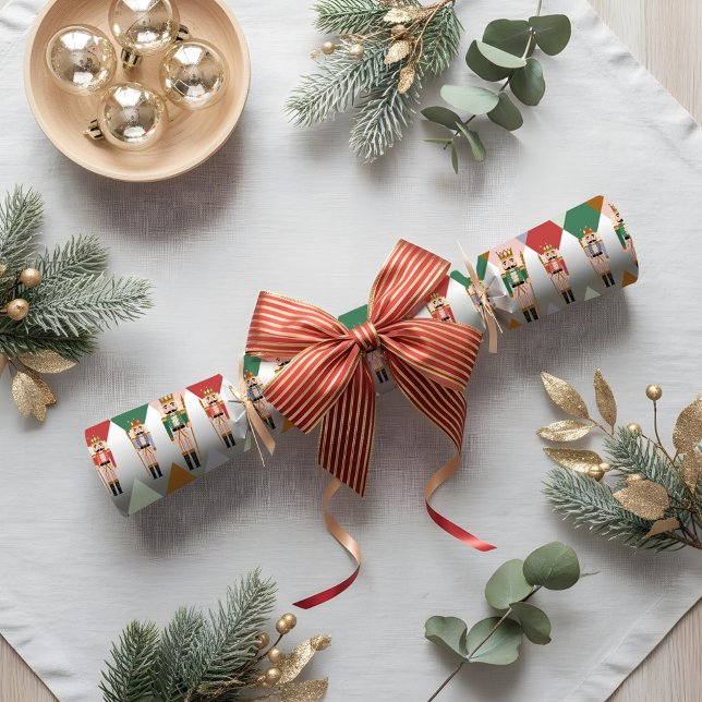 Papier Cadeau Jacquard de noisette de Noël moderne Motif de diam (Modern Christmas Nutcracker Argyle Diamond Pattern Wrapping Paper)