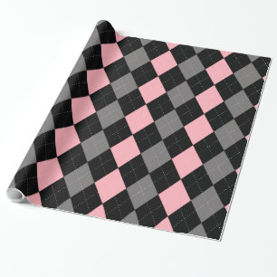 Papier Cadeau Jacquard gris noir rose rétro