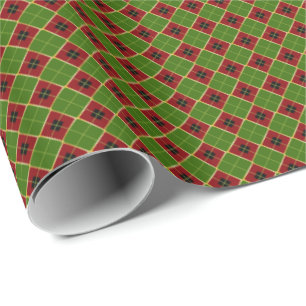 Papier Cadeau Jacquard Motif Rouge, Noir et Or Noël