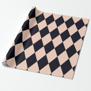 Papier Cadeau Jacquard noir et beige Motif en bande diamant