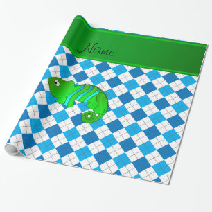 Papier Cadeau Jacquard nommé personnalisé de bleu de caméléo