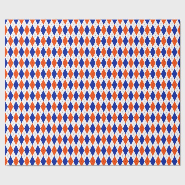 Papier Cadeau Jacquard orange et bleu diamant (Couture)