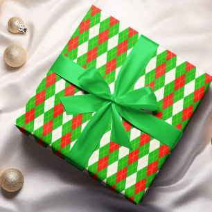 Papier Cadeau Jacquard Rouge Et Vert Noël