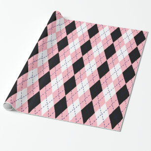 Papier Cadeau Jacquard XL bleu marine rose What