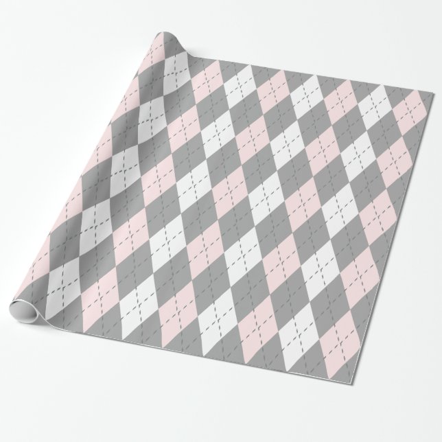 Papier Cadeau Jacquard XL gris gris gris gris noir rose clair (Déroulé)