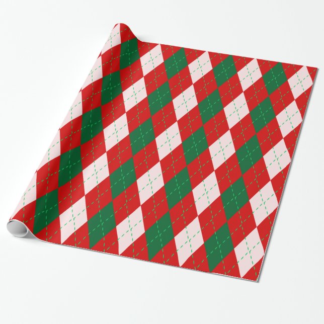 Papier Cadeau Jacquard XL Red Forest Emerald Green (Déroulé)