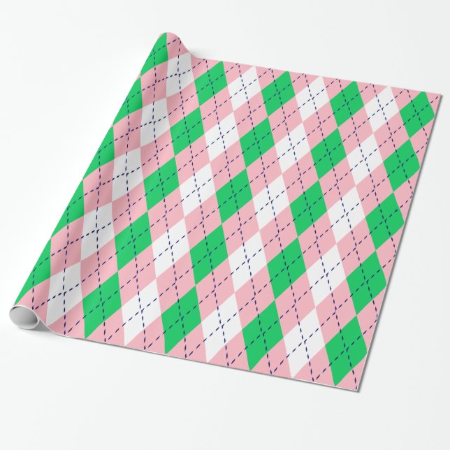 Papier Cadeau Jacquard XL Rose Marine Green What (Déroulé)