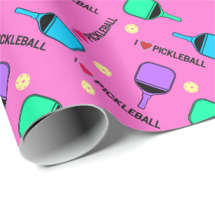 Papier Cadeau  J'adore le pickleball rose sucré 