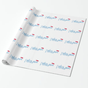 Papier Cadeau j'adore Paris (J'aime Paris) avec béret rouge