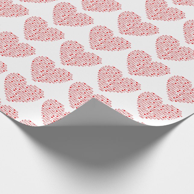 Papier Cadeau J'aime Coeur Rouge Forme Noël Christ Vacances (Coin)