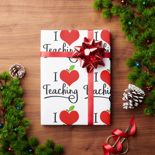 Papier Cadeau J'aime Enseignant Enseignant (Cadeau de vacances)