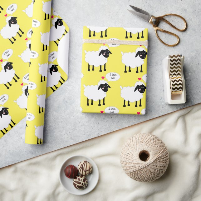 Papier Cadeau J'aime Ewe (Artisanat)
