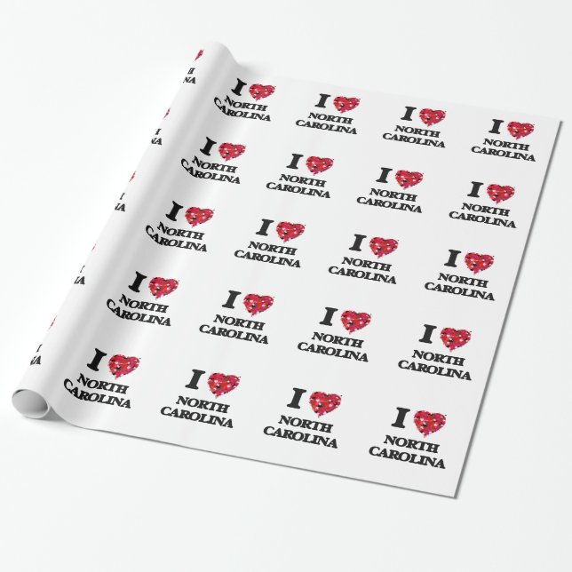 Papier Cadeau J'aime la Caroline du Nord (Déroulé)