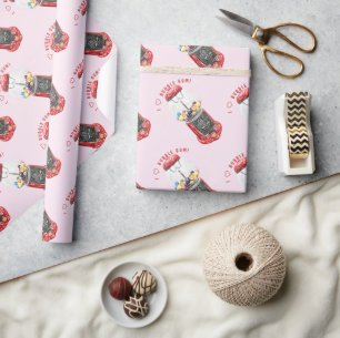 Papier Cadeau J'Aime La gomme À Bulles
