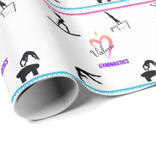 Papier Cadeau "J'aime la gymnastique" de la fille Envelopper le 