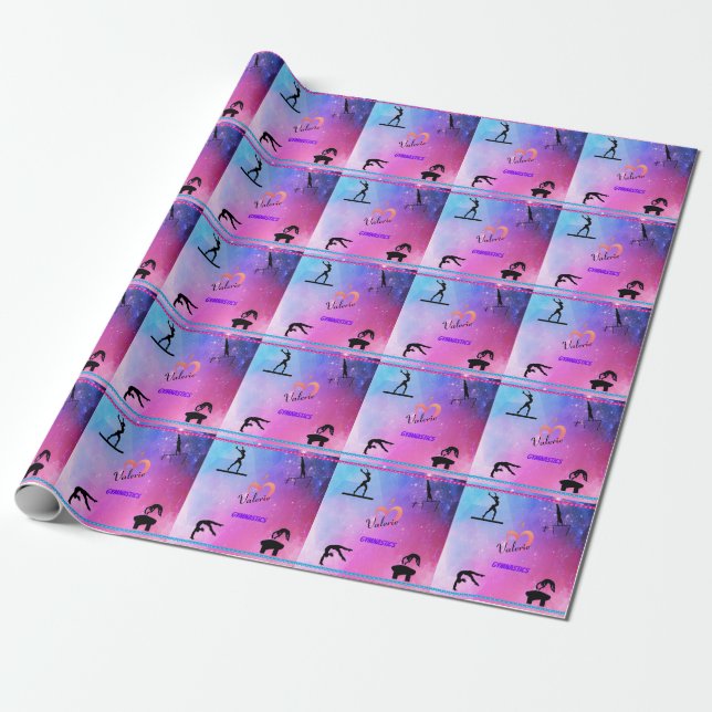 Papier Cadeau "J'aime la gymnastique" de la fille Envelopper le  (Déroulé)