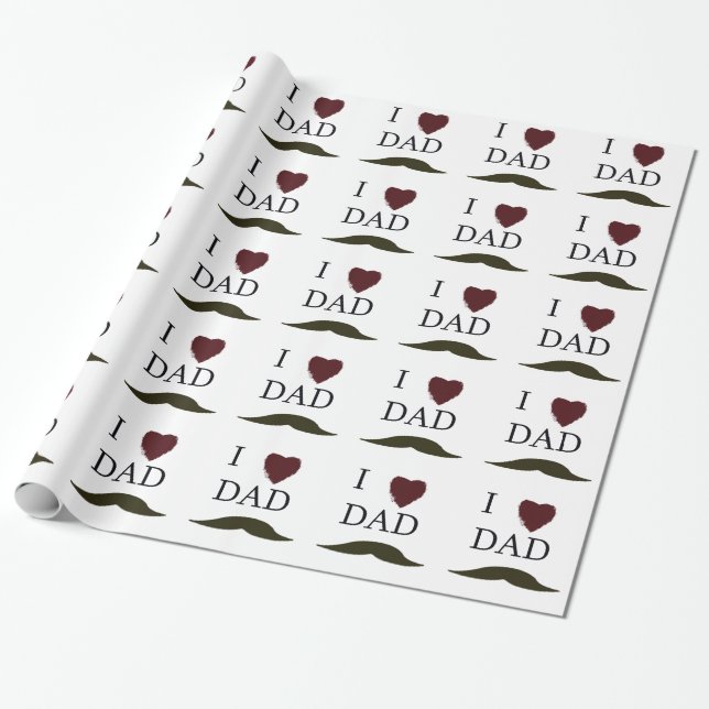 Papier Cadeau J'aime la moustache de papa (Déroulé)