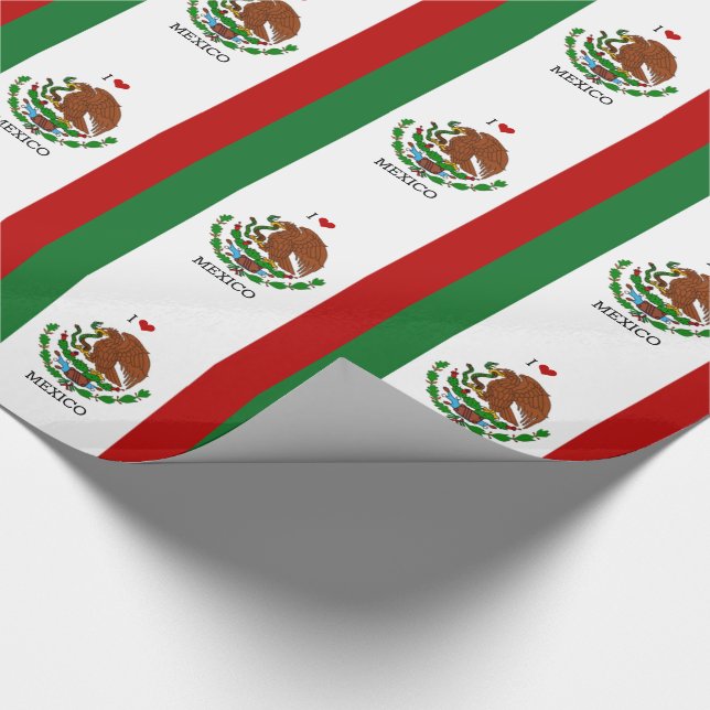 Papier Cadeau j'aime le drapeau mexique - mexicain (Coin)