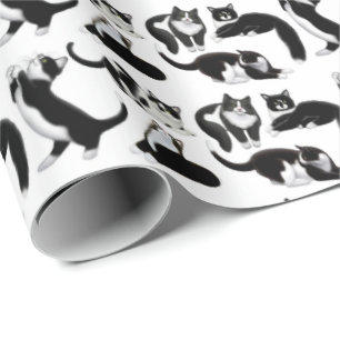 Papier Cadeau J'aime le papier d'emballage de chats de smoking