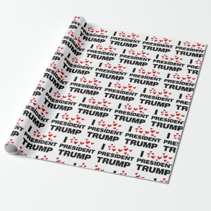 Papier Cadeau J'Aime Le Président Trump Hearts Envelopper Le Pap