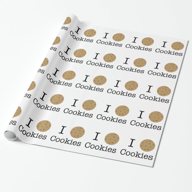 Papier Cadeau J'aime les cookies (Déroulé)