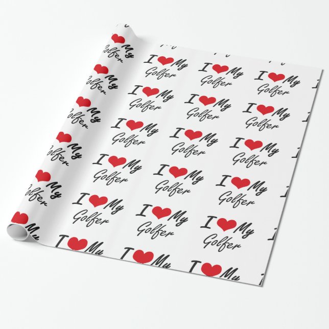Papier Cadeau J'aime mon golfeur (Déroulé)